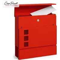 Casa Pura Brievenbus Adrien met krantenhouder – Afsluitbaar en weerbestendig – Rood – 37 x 37 x 10,5 cm