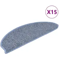vidaXL Trapmatten zelfklevend 15 st sisal-look 56x17x3 cm blauw