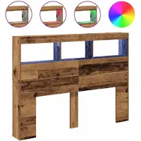 vidaXL Hoofdbordkast met LED 140x17x102 cm oud hout