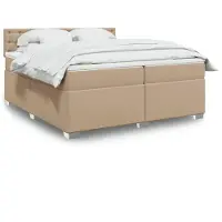 vidaXL Boxspringbed met matras, cappuccino-bruin, 200x200 cm, kunstleer