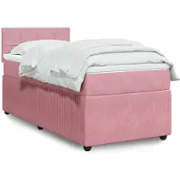vidaXL Boxspring met matras fluweel roze 80x200 cm
