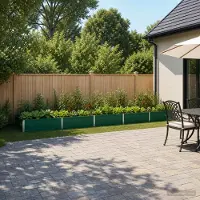 vidaXL Verhoogde Tuinbak Groen 400 x 80 x 24 cm Gegalvaniseerd staal