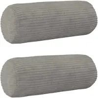vidaXL Kussensloop 2 st HEERLEN Lichtgrijs Ø 15 x 40 cm corduroy