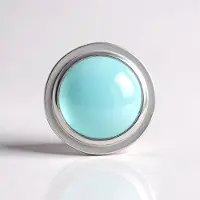 Cavill - Zilveren Hanger Platina-geplateerd 925 Sterling Zilver - Aqua Chalcedoon 7,238 ct - Ronde Cabochon - MONOSONO COLLECTION Edelsteen Sieraad