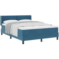 vidaXL Boxspringbed met hoofdeinde, donkerblauw, 200 x 160 cm, fluweel