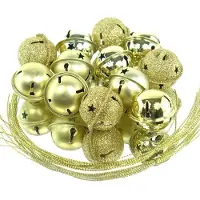 Décoris Kerstbelletjes | | 12 stuks (Ø 3 cm, Metaal, Goud)