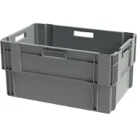 Viso Euronorm stapelbak krat - 600 x 400 x 300 - grijs - stapelbare draaistapelbak