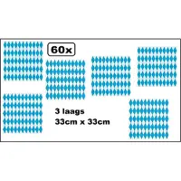 Wefiesta 60 stuks Servetten Oktoberfeest blauw/wit 33cm x 33cm - 3 laags - Beiers Servet diner eten knoeien restaurant Oktoberfest BBQ thema feest verjaardag feest