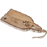 J-Line Gebeeldhouwde snijplank met schors - mangohout - naturel - small