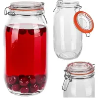Kadax inmaakpot 2,2 l met beugelsluiting, luchtdichte glazen pot met rubberen afdichting en deksel, augurkenpot, grote glazen voorraadpot, fermentatiepot