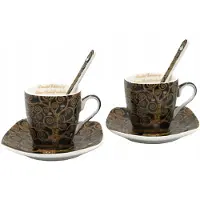 Queen Isabell Klimt 'Levensboom' Espressokopjes 80ml - Set van 2 met lepels