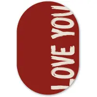 MuchoWow Muurovaal 40x60 cm - Ovale wanddecoratie Schuin - Loveyou - Rood - Ovalen schilderij - Muurdecoratie woonkamer - Kamer decoratie - Schilderijen - Wandcirkel
