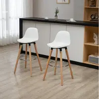 HAUSS SPOLE Barkrukken - Set van 2 - Met Rugleuning En Voetsteun - Voor Keuken En Eetkamer - Kunstleer - Wit
