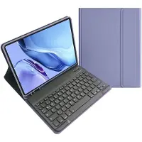 Mobigear Tablethoes geschikt voor Apple iPad Air 5 (2022) Hoes | Keys QWERTZ Bluetooth Toetsenbord Bookcase + Stylus Houder - Paars