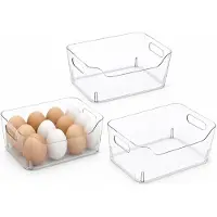 Excellent houseware Koelkast/keuken organizer mand/bak - 3x - transparant - kunststof - L27 x B19 x H11 cm - groente lade - 5 liter