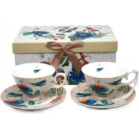 Queen Isabell Porseleinen Kopjes Set met Vogels & Bloemen - 220ml