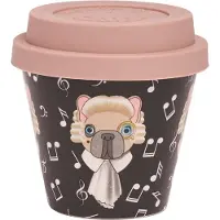 Quy Cup - 90ml Ecologische Reis Beker - Espressobeker “Mozart” met beige Siliconen deksel 7x7x7cm