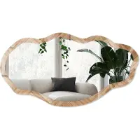Wallfluent Visgraatpatroon Spiegel - Bruin Moderne Rechthoekige Wandspiegel - Organische Spiegel - Woonkamer - Rustiek - 45x90 cm - Totale afmeting 52x97 cm