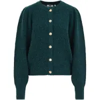 We fashion - Dames gebreid vest van wolmix met gouden knopen - Regular fit - Donkergroen - Maat: XXL