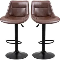 HOMCOM Barkrukken, set van 2. Barstoelen met rugleuning, in hoogte verstelbaar. Barkrukken