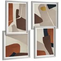 Wallfluent 4-Delige Schilderij Set - Abstractie Van Vormen En Structuren In Een Moderne Stijl - 40 x 40 cm En 40 x 60 cm - Decoratieve Schilderijen - Woonkamer - Interieur - Muurdecoratie