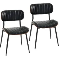 HOMCOM Eetkamerstoelen, set van 2, keukenstoel met zitvlak van kunstleer, zwart
