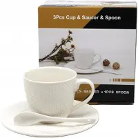 Queen Isabell Porseleinen Kop met Schotel en Lepel (210ml) - Stijlvol Cadeau