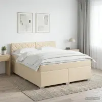 vidaXL Boxspringbed met matras Crèmekleurig 140 x 200 cm Stof