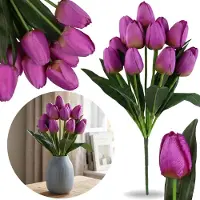Sarcia.eu KUNST tulpen, BOEKET paarse tulpen, tak 43 cm, SET 12 stuks, ALS ECHT