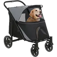 PawHut -Hundwagen-Stahl, Oxford-Gewebe-112L x 65B x 100H cm-Grau