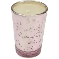 Meander Glas met kaars zacht roze Ø6xH9cm
