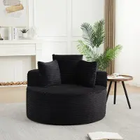 MODFU - Fauteuil - Rond - Cord - Zwart - 110 Cm - 3 Sierkussens