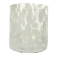 Meander Windlicht glas wit gevlekt Ø6x9cm
