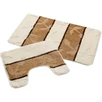 Hamat Badmat Set Nevada – Douchemat 50x80 cm & WC Mat 40x50 cm – Zachte Chenille Badkamermat – Antislip – Wasbaar – Oeko-Tex– Ivoor Bruin