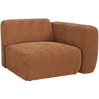 Vente-unique Hoekmodule fauteuil rechts in fijn ribfluweel terracotta van Maison Céphy POGNI
