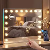 MODFU - Hollywood Schminkspiegel - 18 LED Lampen - 10X Vergroting - Wit