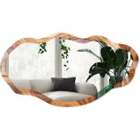 Wallfluent Mineraalpatroon Spiegel - Bruin Moderne Rechthoekige Wandspiegel - Organische Spiegel - Woonkamer, Kantoor, Hal - Abstract - 45x90 cm - Totale afmeting 52x97 cm