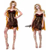 Vegaoo Sexy zombie gladiator kostuum voor dames Halloween pak - Verkleedkleding - Large