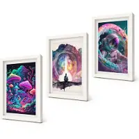 Coloray 3-Delige Schilderij Set - Kleurrijke fantasiekunstillustraties - 20x30 - Stijlvolle Muurdecoratie - Slaapkamer - Interieur Decoratie