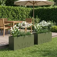 vidaXL Plantenbak 2 st Olijfgroen 100 x 30 x 49 cm Koudgewalst staal