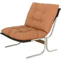 Muvano Fauteuil - Loungestoel - Kunstleren stoel-Accent stoel – Metalen poten –Afneembare bekleding – Barcelona stijl - Onderhoudsvriendelijk - Woonkamer - 72,2x84,1x84,6 cm- 1-zits-Bruin