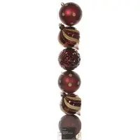 Décoris Onbreekbare kerstballen 6 st ossenbloed in transbox