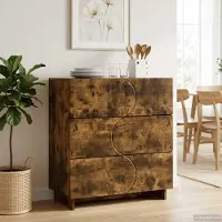 vidaXL Dressoir Gerookt eiken 70 x 38 x 75 cm Bewerkt hout