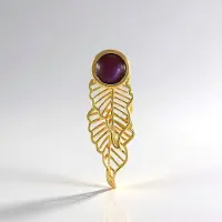 Cavill - 925 Sterling Zilver Hanger met 8mm Chocolade Maansteen Cabochon - Geelgouden Bezel - Elegante Ronde Maansteen Sieraden Dames