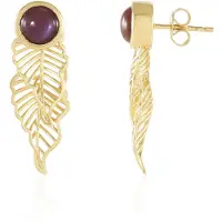 Cavill - Zilveren Oorbellen - 925 Sterling Zilver Verguld - Chocolade Maansteen 2,34 ct - Ronde Cabochon - Elegante Monosono Collectie