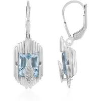 Cavill - Oorbellen 925 Sterling Zilver Gerhodineerd - Hemelsblauwe Topaas 6,5ct & Witte Topaas - Achthoekig & Elegant Sieraad