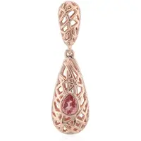 Cavill - Zilveren hanger 925 sterling met 0,28 ct roze toermalijn - roségoud coating - elegante druppelvorm - Monosono collectie