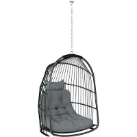 Outsunny hangstoel, hangmand met kussen, rotanlook, schommelstoel