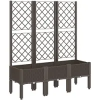 vidaXL Plantenbak met latwerk 120x40x142 cm polypropeen bruin
