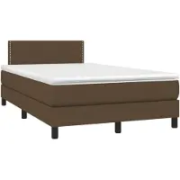 vidaXL Boxspring met matras stof donkerbruin 120x190 cm